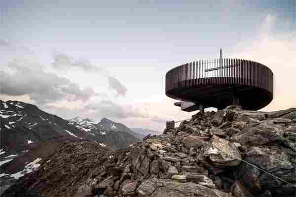 This futuristic observation deck hovers 10,666 feet above the Italian Alps!